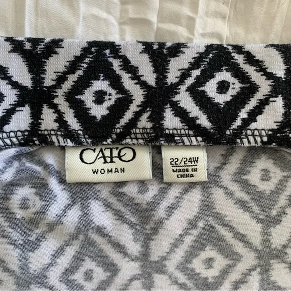 CATO Women’s PLUS Maxi Skirt Black & White Geometric‎ Elastic Waist SIZE 22/24W - Picture 2 of 9